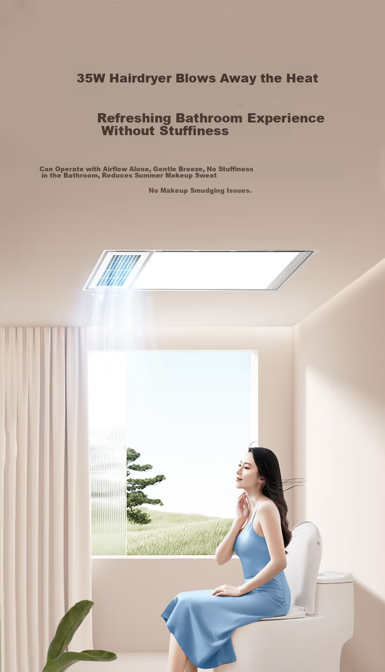Midea Iron Man Series Warm Air Bathroom Heater with Lighting, Exhaust, Heating, and Ventilation G3P 8
