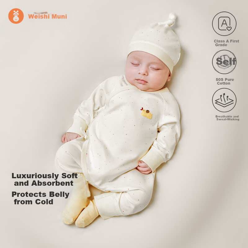 Weishi Muni Newborn Baby Romper Spring Autumn Full Moon Infant Monk Suit Jumpsuit