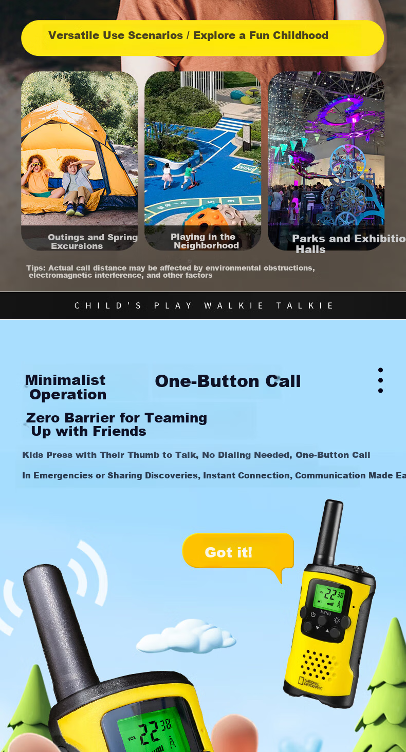 National Geographic Kids 6km Walkie Talkie Wireless Outdoor Toy Children's Day Gift 2