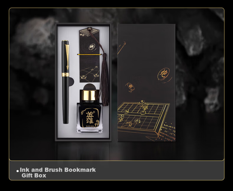 HERO Fountain Pen Gift Box 7077 Black Fine Nib Chess Black Student Stylish Birthday Ink Pen F Nib 11