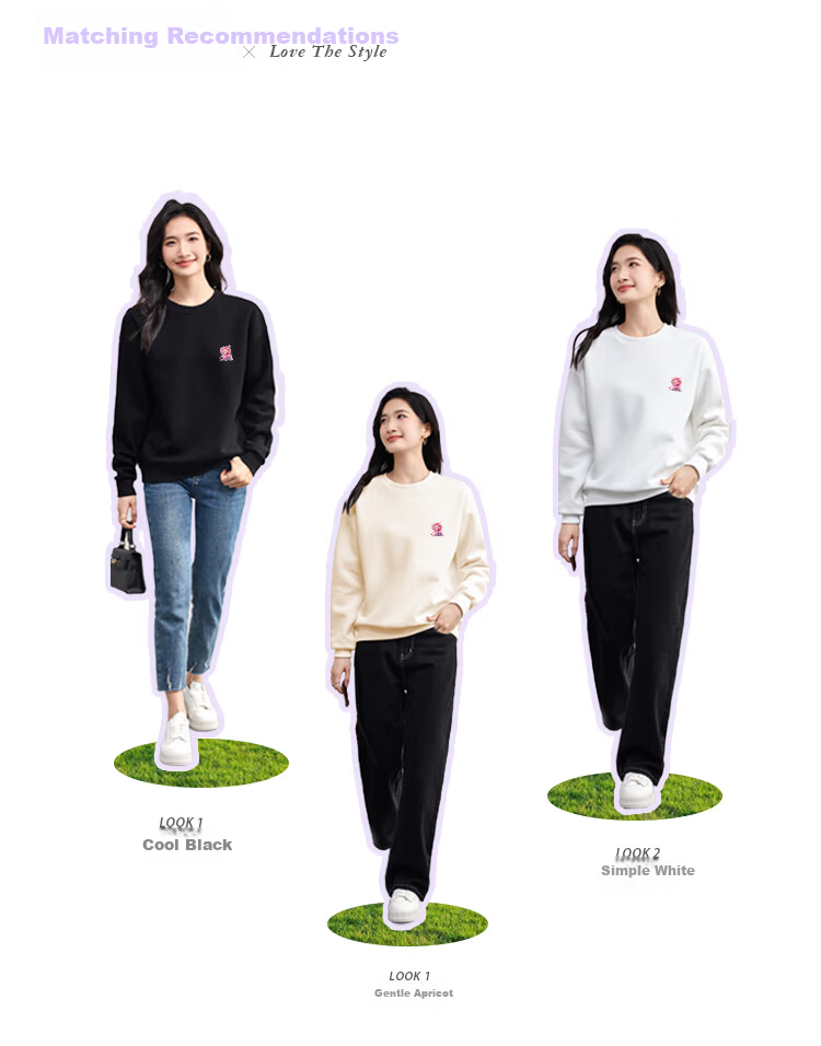 Jeanswest Women's Sweatshirt, Spring And Summer Style, Printed Round Neck Pullover, Casual Trendy Knit, Loose-Fitting Versatile Top, Apricot Color, 2XL 1