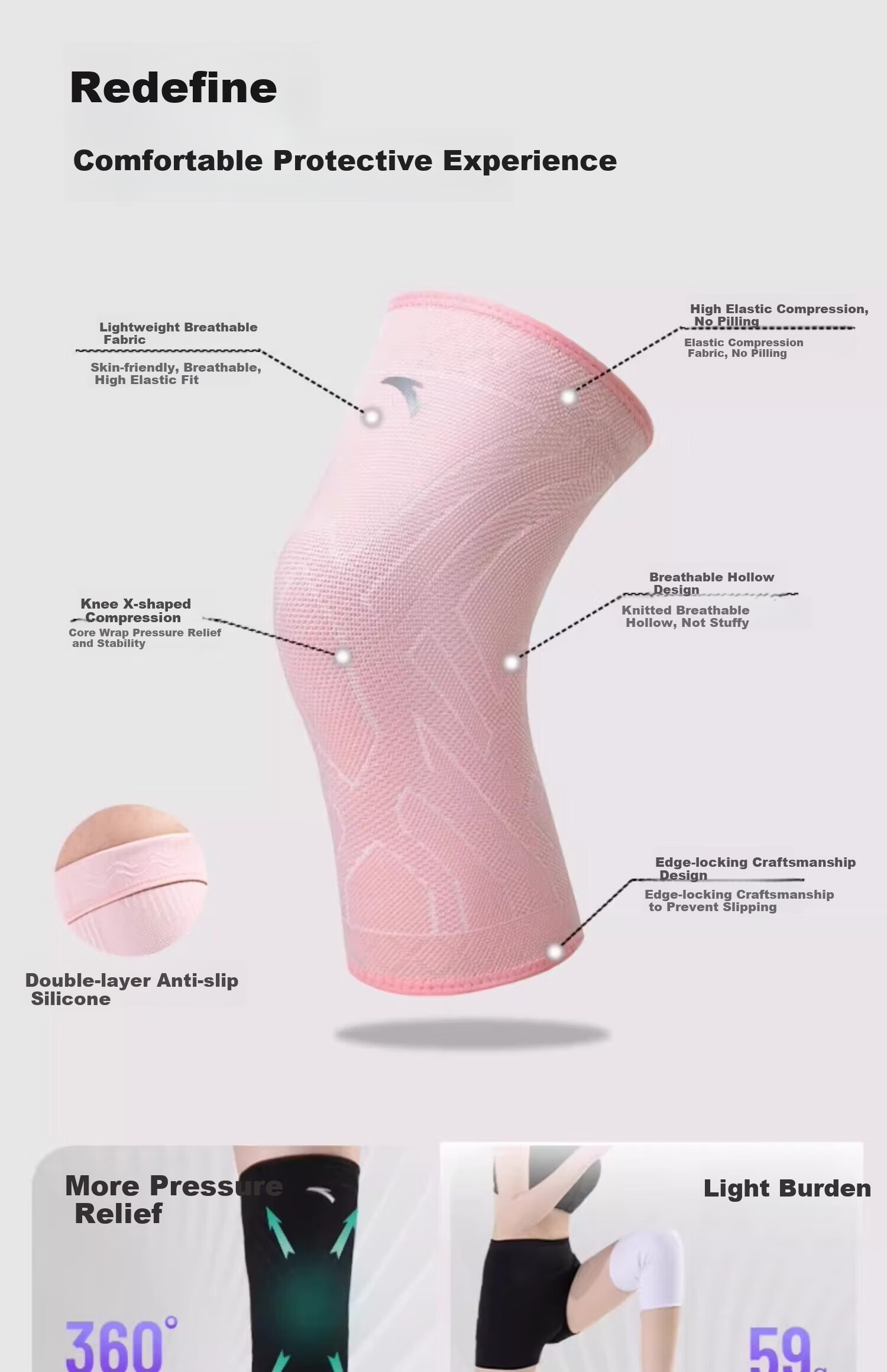 Anta Sports Knee Brace Men Running Basketball Professional Joint Sleeve Women Badminton Jump Rope Protective Gear 7
