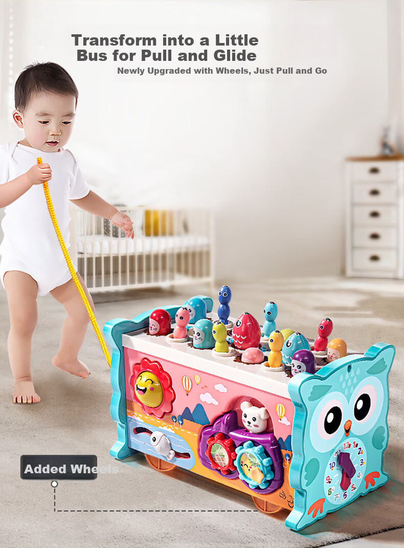 Kakabeier Baby Toy 0-1 Year Multifunctional Six-Sided Whack-a-Mole Fishing Game Green Birthday Gift for Boys and Girls 4