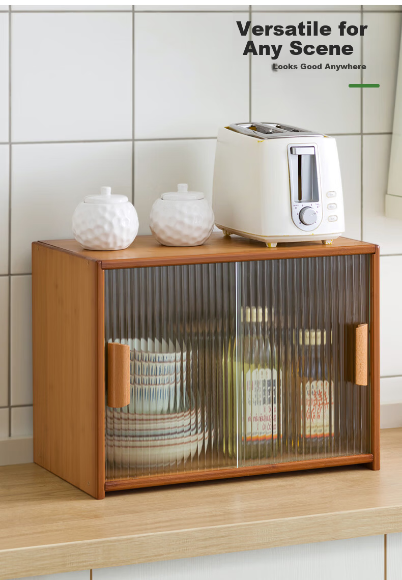 Lao Zhu Craftsman Kitchen Countertop Storage Rack Cup Holder Multi-layer Desktop Organizer Spice Rack Cabinet 55cm Length 4