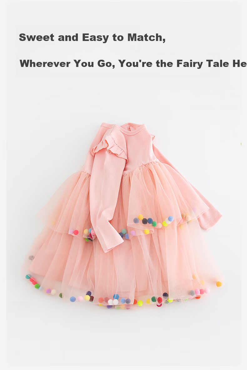 Babyprints Girls' Dress Sweet Tulle Long Sleeve Baby Dress Spring Autumn Princess Dress Toddler Birthday Dress Size 120 5