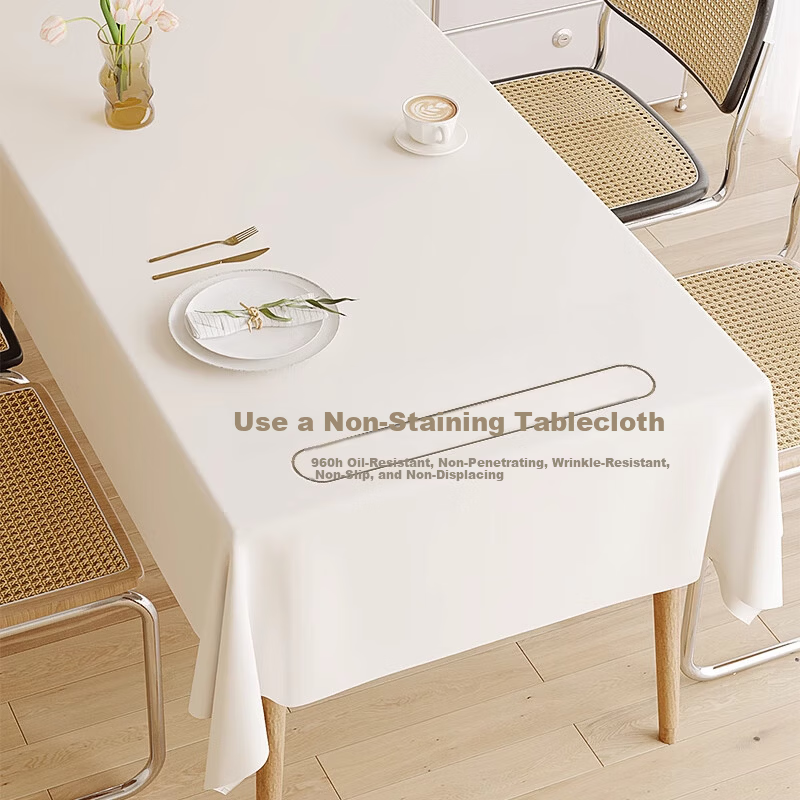A. Lange 2026 New Luxury Premium White Lambskin Tablecloth Waterproof Oil-Resistant Coffee and Dining Table Cover Pad