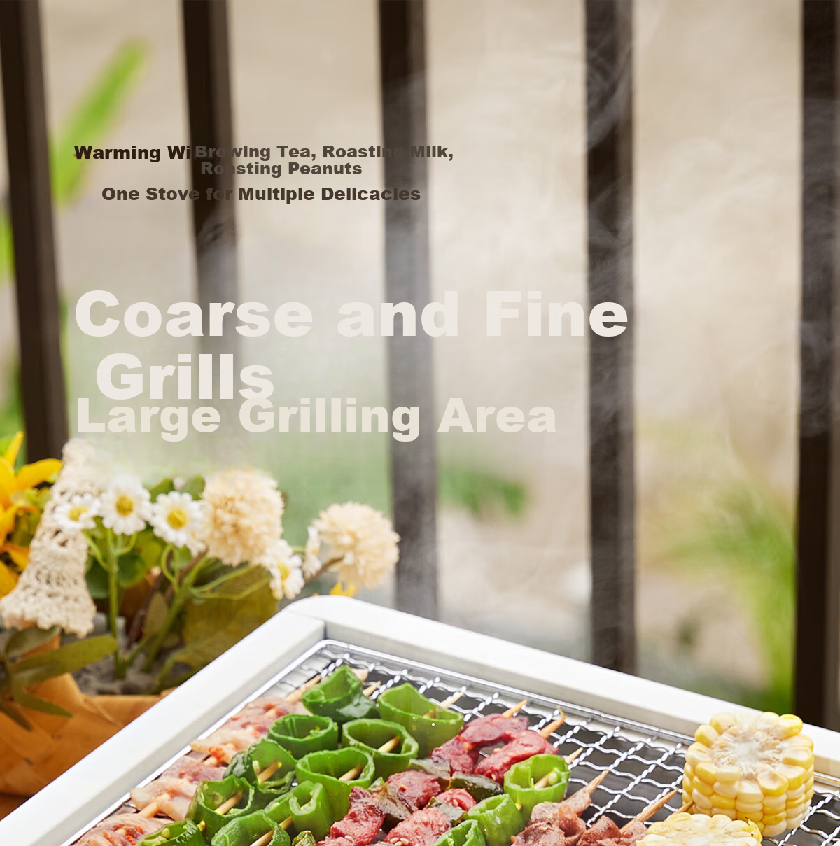 CAMELJEANS Home Barbecue Grill Fire Stove Set Indoor Barbecue Table 174BJ30745 White 8