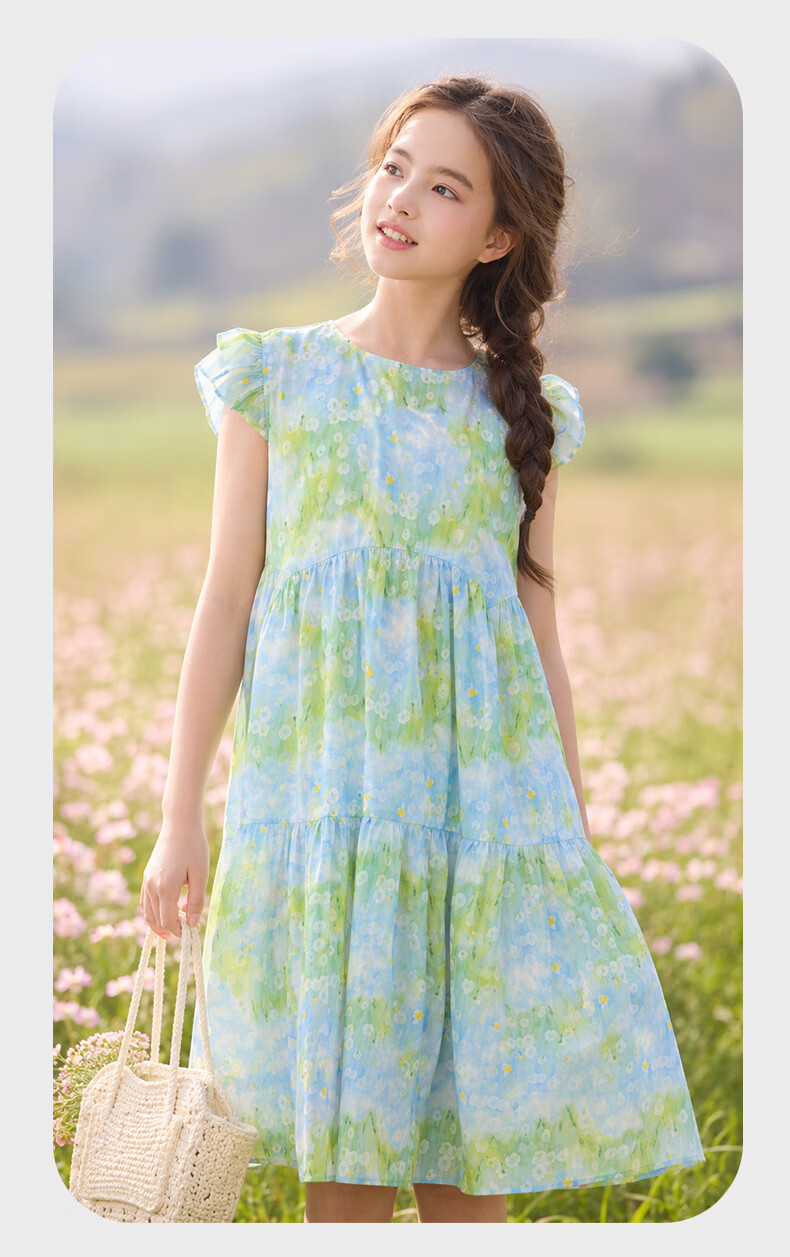Disney Girls Summer Dress Cotton Princess Dress for Older Children 1A148 Dreamy Blue Size 130 6