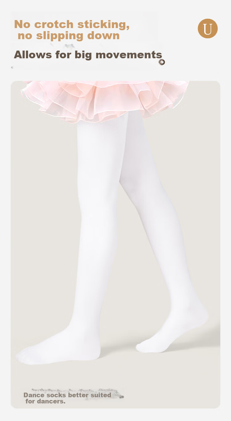 Zhiyouban Children's Dance Tights, Girls' Pantyhose, Professional Dancing Spring And Autumn Thin Leggings, White Stockings, Practice Base Layer Socks 6