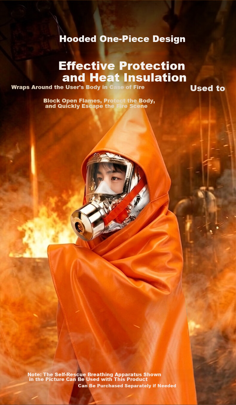 Jingxi Fireproof Escape Cloak with Gas Mask Fire-Resistant Insulation Blanket for Home Emergency Kids Version 7