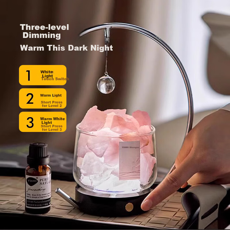 YINMI Aromatherapy Diffuser Stone Gift Box Crystal Ornament Bedroom Fragrance Night Light Birthday Housewarming Wedding Gift