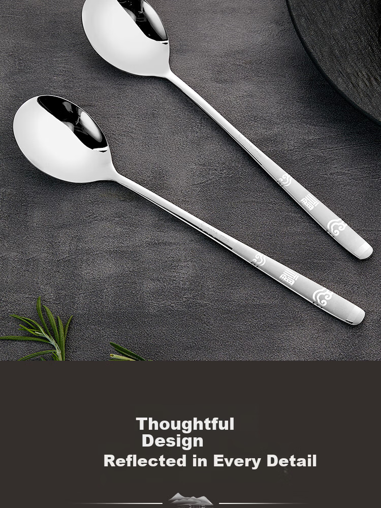 Suncha 304 Stainless Steel Soup Spoons Set of 4 Food Grade Household Eating Spoons with Fu Character 9