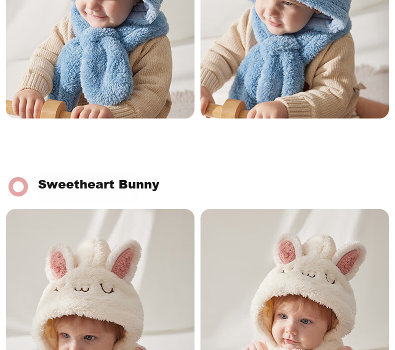 Beitais Baby Hat and Scarf Set, New Autumn Winter Thickened Windproof Neck Warmer for Boys and Girls 31