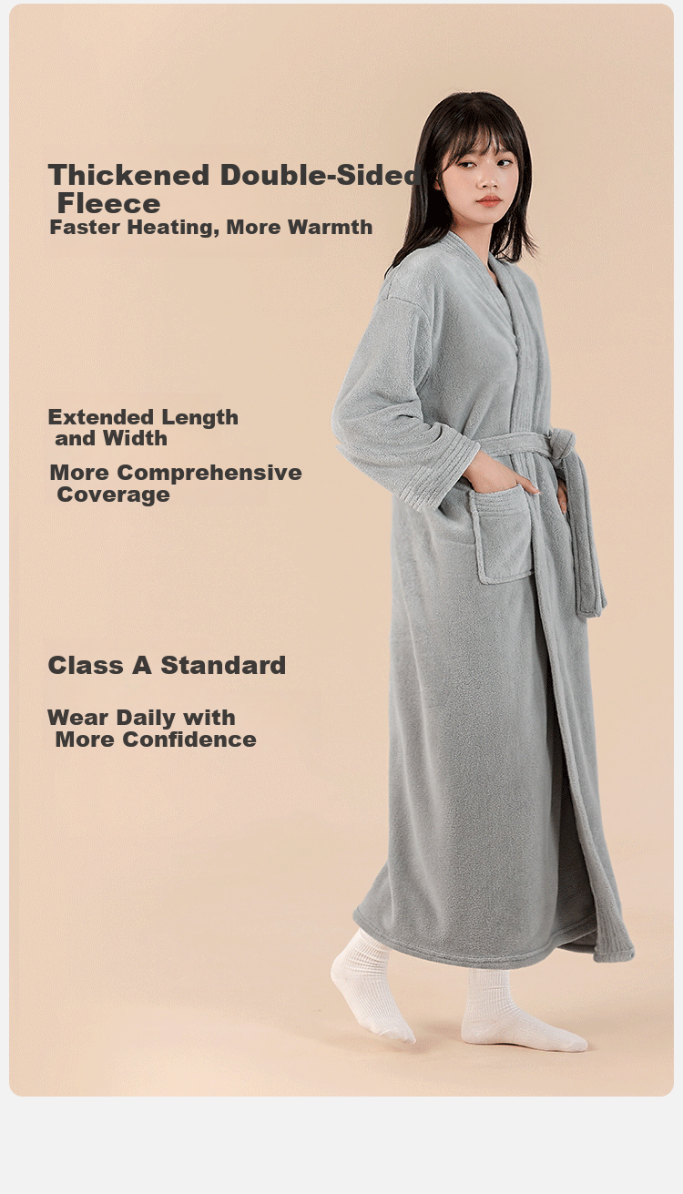 Sanli New Autumn Winter Home Bathrobe Women Milk Velvet Men Couple Pajama Set Extended Thickened Robe 185cm 7
