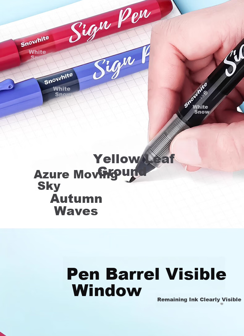 Snowhite 1.0mm Liquid Ink Gel Pen Soft Tip Black Neutral Pen Handwriting Practice High-Value Business Office Signature Liquid Ink Large Capacity Red Pen S1 Red 3-Pack 5