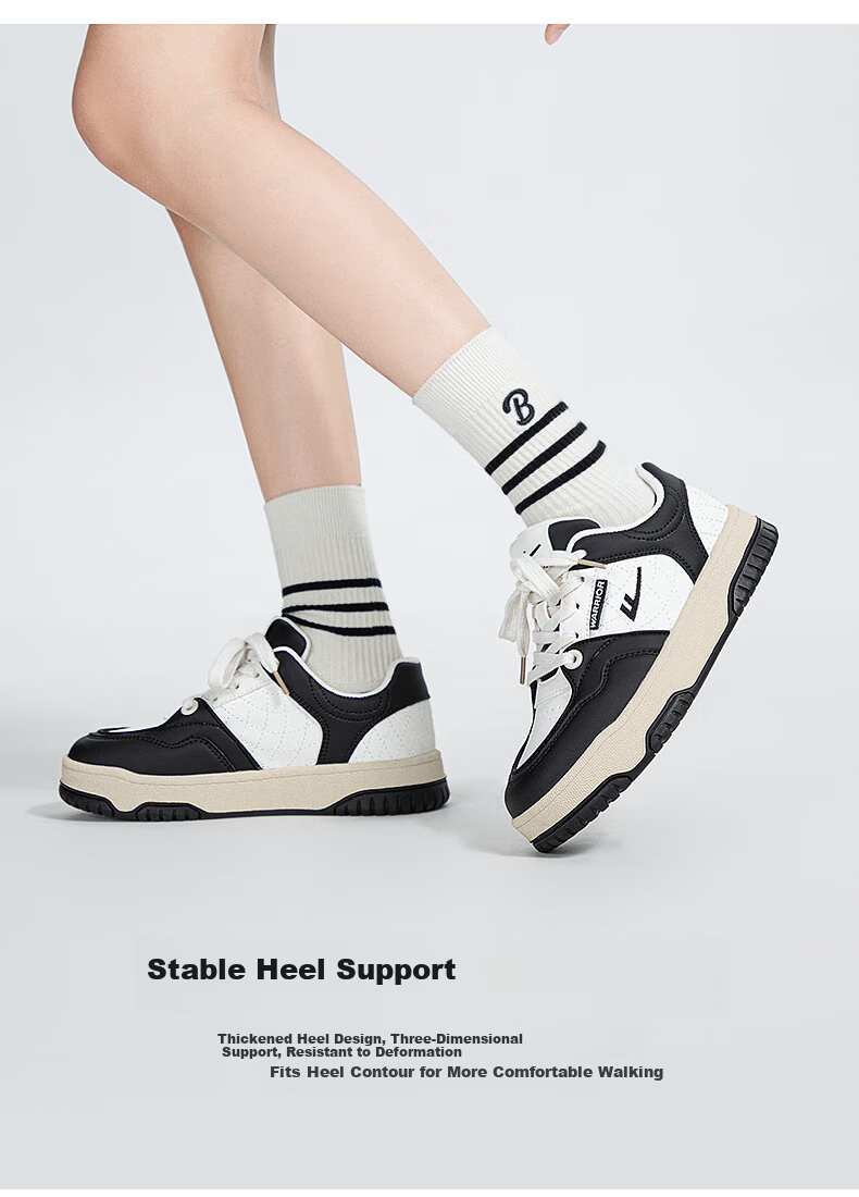 Warrior Official Women's Sneakers 2026 Spring New Thick Sole Height Increasing Soft Elastic Sports Shoes Black Beige Size 37 4