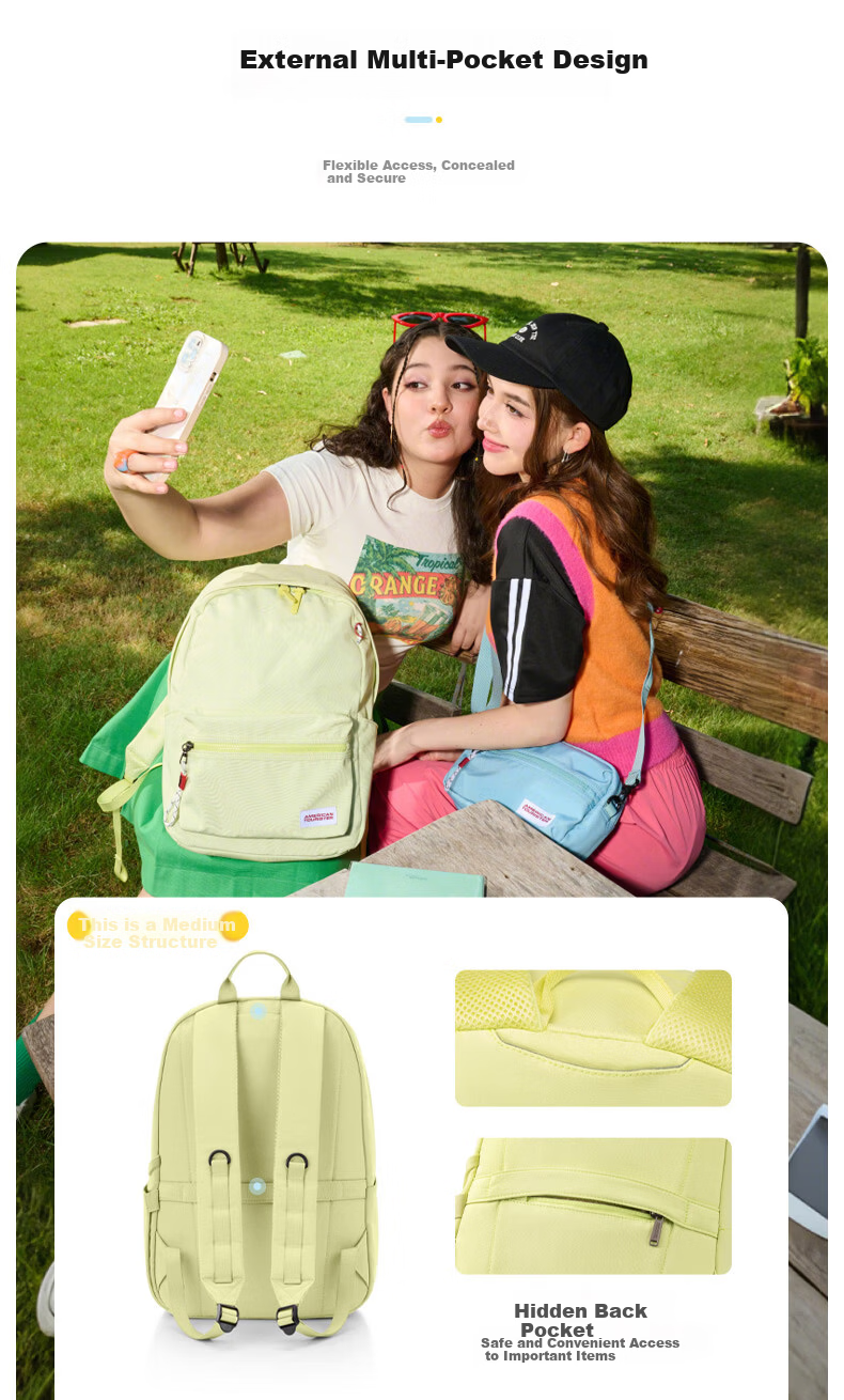 American Tourister Travel Backpack Casual Unisex School Bag High School Student Laptop Bag GT3 Olive Green 6