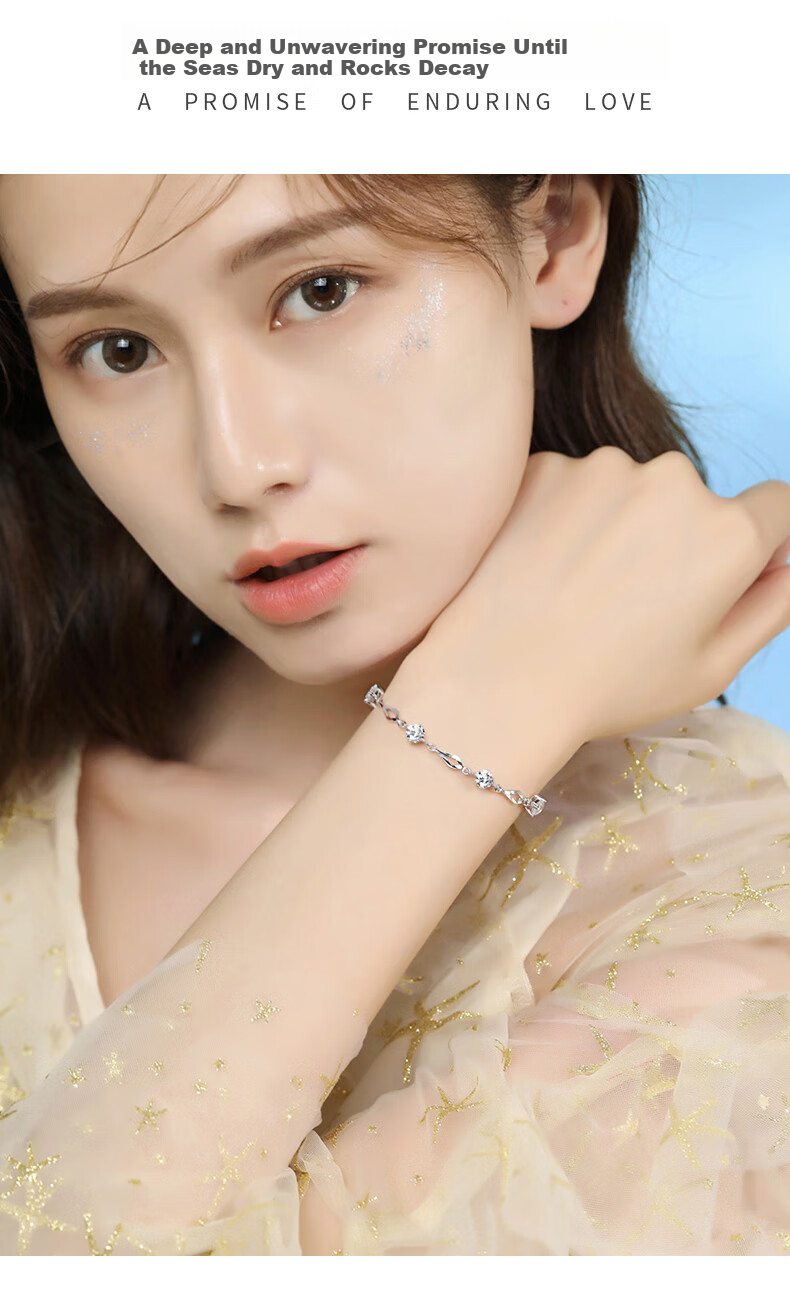 DiJing 999 Pure Silver Women's Faceted Love Bracelet High-End Bangle Jewelry Valentine's Day 520 Gift for Girlfriend 2