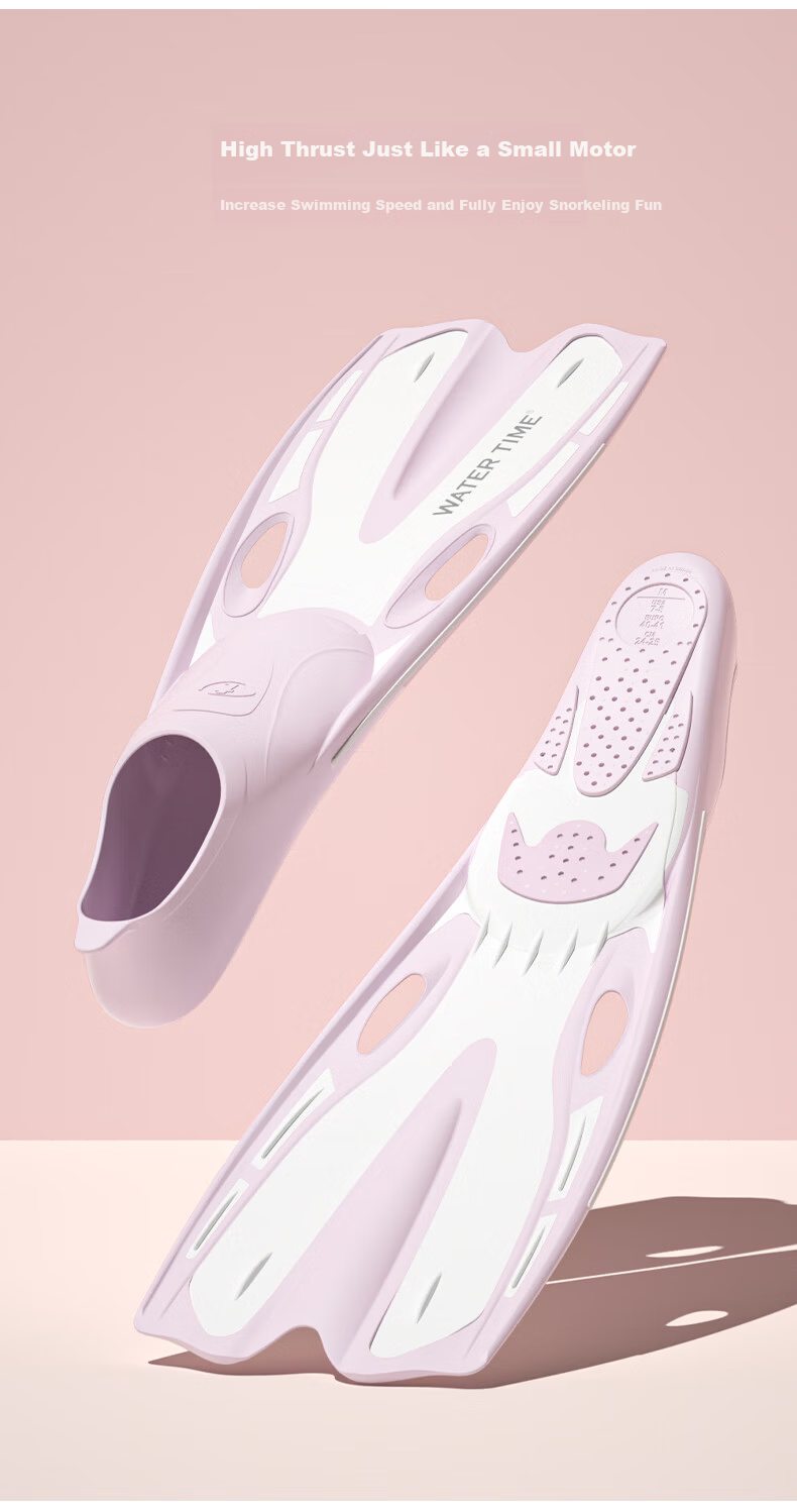 WATERTIME / Shuichuan Diving Fins Snorkeling Freediving Long Fins for Men and Women Swimming Flippers Diving Equipment Off-White M 2