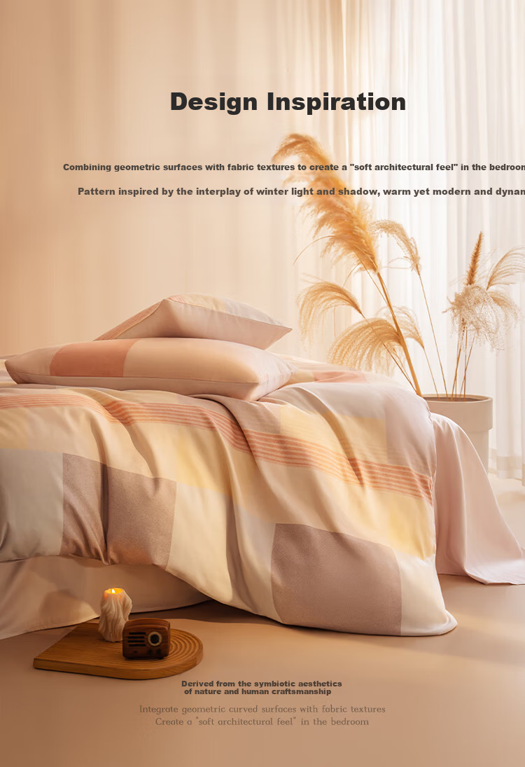 JD Jingzao Brushed Printed 4-Piece Bedding Set 7A Antibacterial Autumn Winter Warm Thick Durable Sheet Duvet Cover Pillowcase Warm Cloud Plaid 1.5m 3