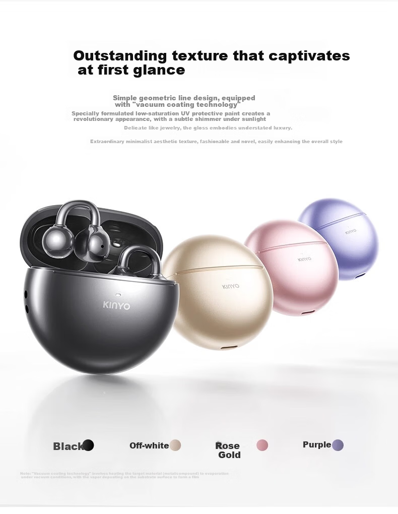 KINYO Bluetooth Earphones 2025 New Bone Conduction Clip-On AI Translation Wireless Sports Running i7 19