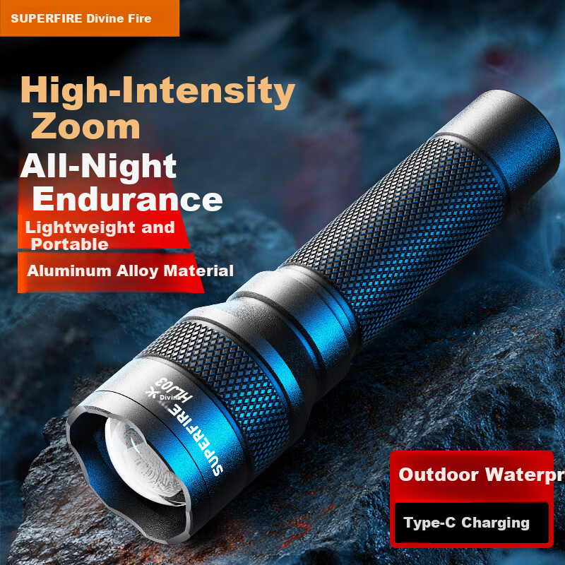 SupFire High Brightness Zoomable Flashlight Long Battery Life Portable Military Outdoor Emergency Light for Home Use