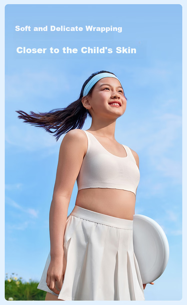 PurCotton Little Stretch Girls' Cotton Bra 7A Antibacterial Sports Vest Seamless Underwear for Ages 9-16 Development Period 2026 New Model 10