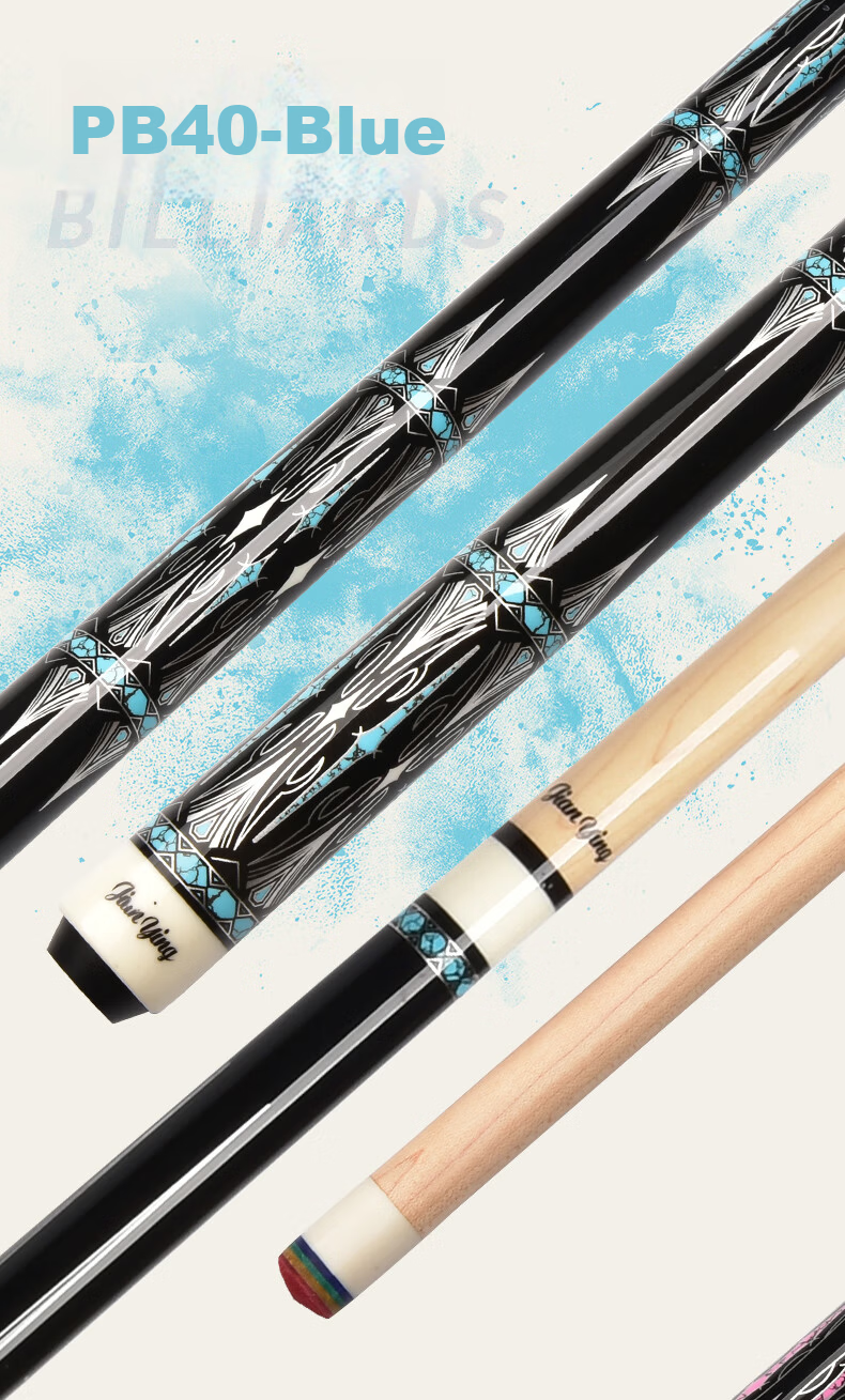 Jianying Billiard Cue American Large Head Cue Nine-Ball Cue Black Eight Chinese Eight 8-Ball Beginner Pool Cue Set PB40 Blue 10