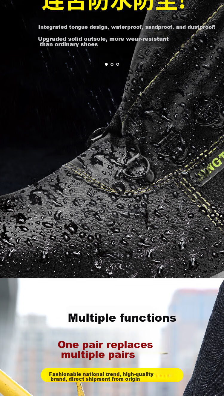 Jingtu Men's Summer Breathable Safety Shoes Steel Toe Anti-Smash Puncture-Proof Waterproof Wear-Resistant Work Shoes 8184 Size 41 1