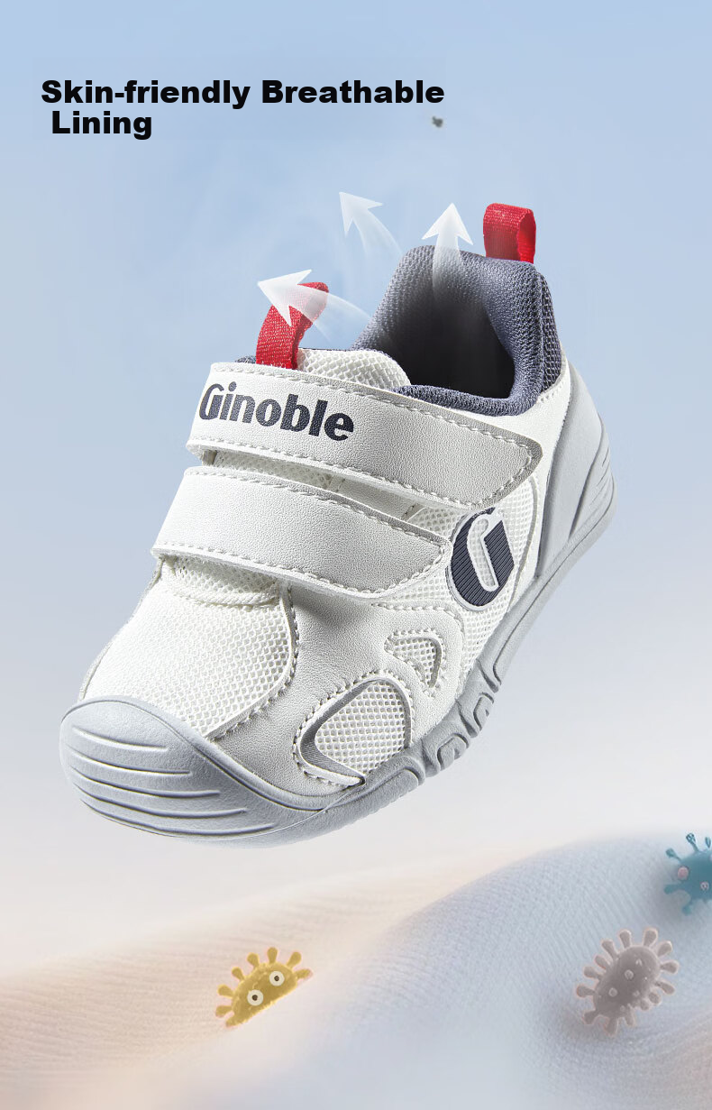 Ginoble Baby Pre-Walking Shoes Spring Autumn Soft Sole Floor Shoes Unisex Toddler Learning Shoes GB2491 White 2
