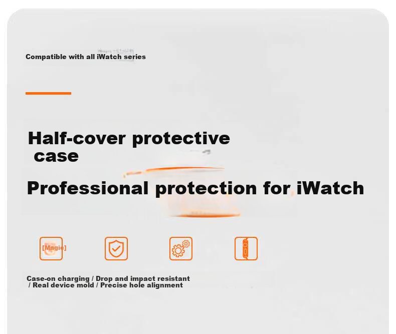 Iboann Transparent Bumper Hard Case Protective Cover for Apple Watch Series 11/10 42mm, Shockproof Hollow Frame Half-Wrap Shell 1