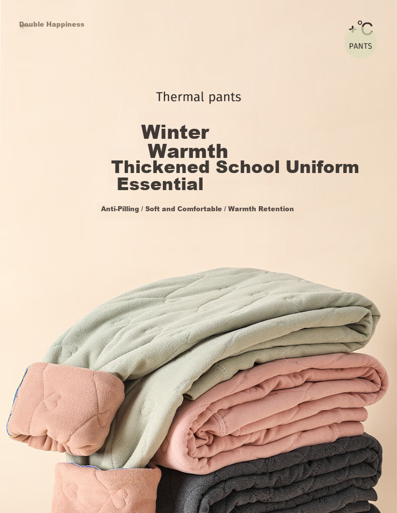 Langsha Kids Thermal Pants Boys Girls Autumn Winter Fleece Lined Thickened Leggings School Uniform Essential Mid-Large Children Thermal Underwear 1