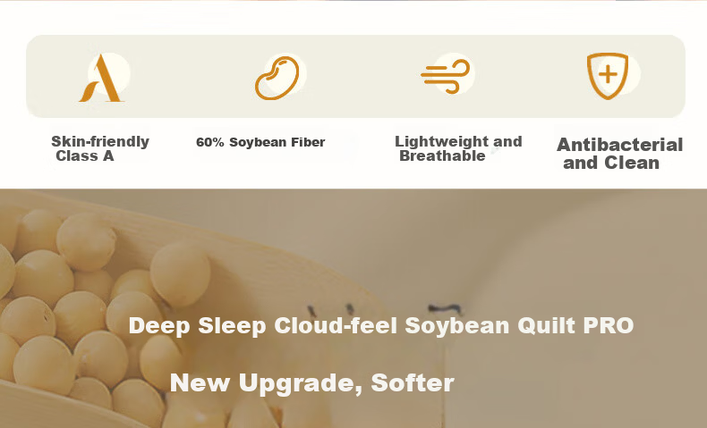 FUANNA Class A Soybean Quilt 60% Soy Fiber Antibacterial Thickened Winter Quilt Core for Single and Double Beds 203*229cm Blue 3