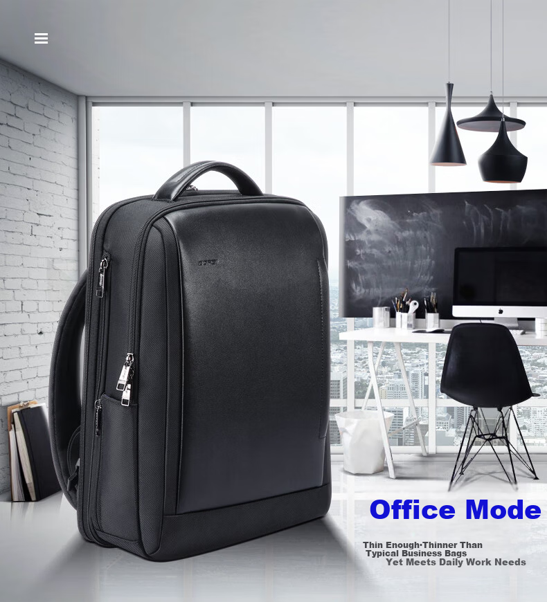 Bopai Men's Business Backpack Travel 16-inch Laptop Bag Trendy Student School Bag Holiday Gift for Husband 2