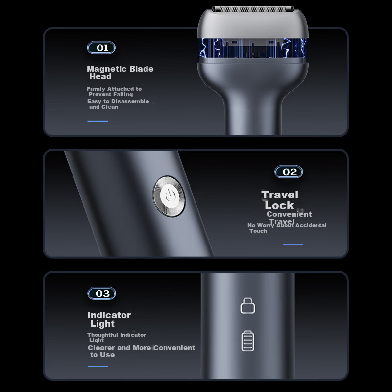 Superman Hangyang High-End Series High-Power Electric Shaver Reciprocating Small Hammer Full Body Washable Razor Type-C Fast Charging HS936