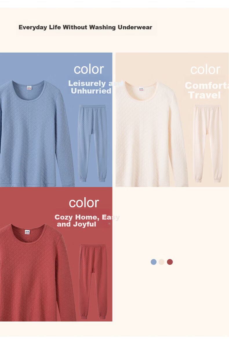Yiershuang [7A Antibacterial And Anti-Mite Three-Layer Thickened] Autumn And Winter 100% Cotton Thermal Underwear Set for Women, Autumn Top And Pants 11