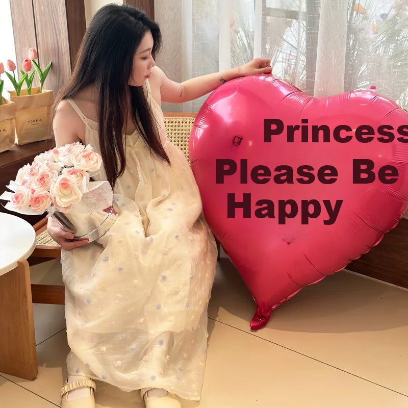 Gongxun Big Love Heart Princess Happy Birthday Balloon Party Decoration Scene Setup Atmosphere Photo Heart-Shaped Confession Rose Red