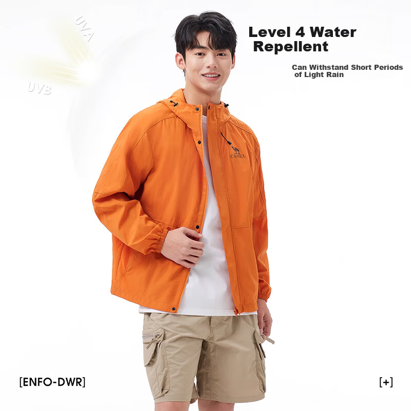 CAMEL Women's Lightweight Original Yarn Sun Protection Jacket Water-Repellent Breathable UV Protection Coat Men's 3093 M