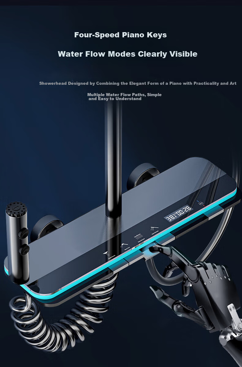 IVORPO [Germany] Smart Thermostatic Digital Display Self-Cleaning Shower Head Set Integrated Complete Shower System 4