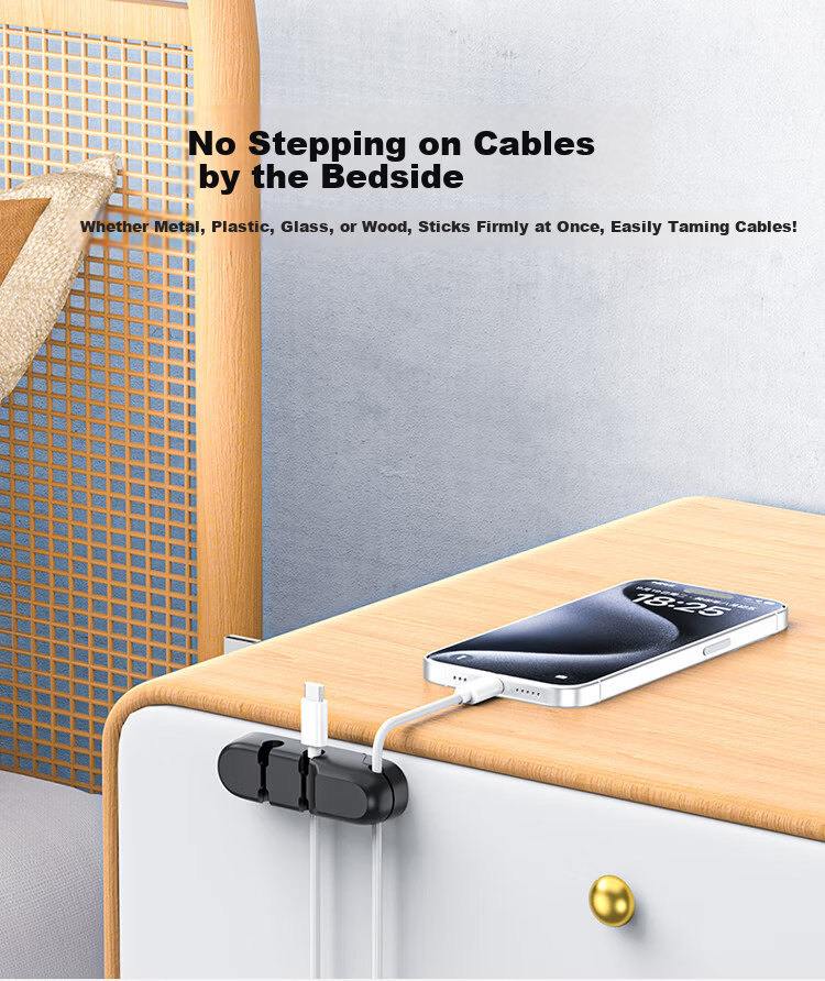 Superior Cable Organizer Desktop Hub Storage Management Power Data Cable Clip Wire Winder 3-Port 2-Pack OT1110ABK-3 5