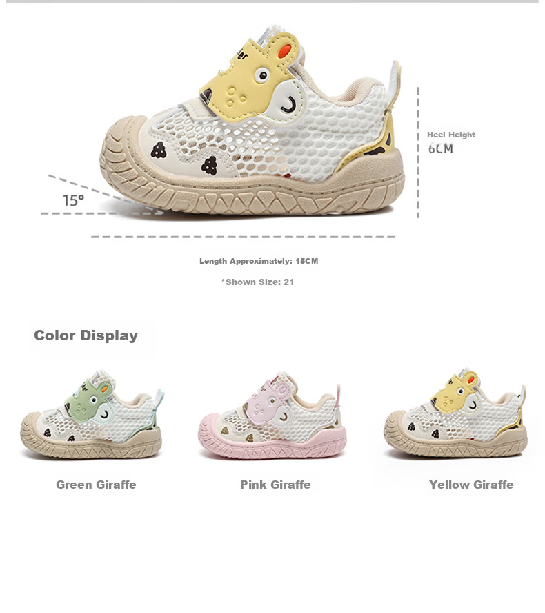 ThomBaker Baby Toddler Walking Shoes Summer Mesh Soft Sole Breathable Functional Shoes Kids Boys Girls Cartoon Shoes Green Deer Size 15 5