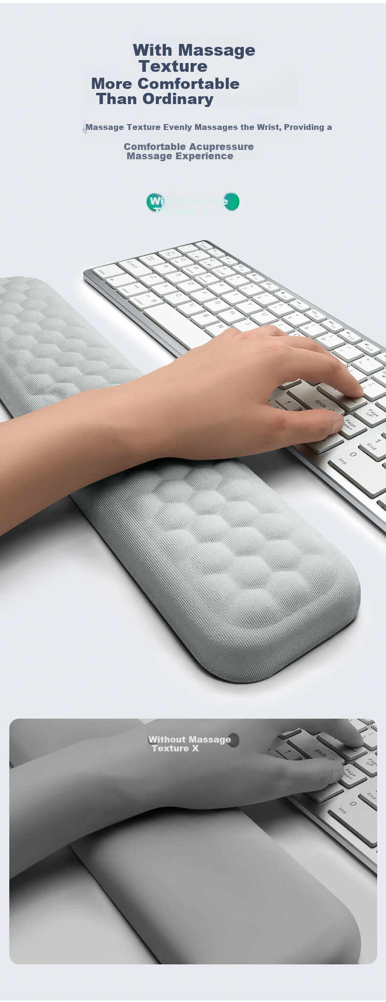 KPTE New Model [Edge Elbow Support], Convex Massage Wrist Rest, 30*10*2.5CM, Student Office Mouse Pad, Wrist Support, Memory Foam Wrist Pad, Keyboard Hand Rest Pad, Wrist Support 4