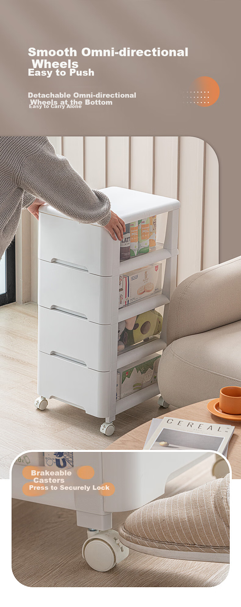 JEKO&JEKO Drawer Storage Cabinet Bedside Cabinet Storage Cabinet Children's Wardrobe Storage Cabinet Storage Box Gap Cabinet 3 Layers 7