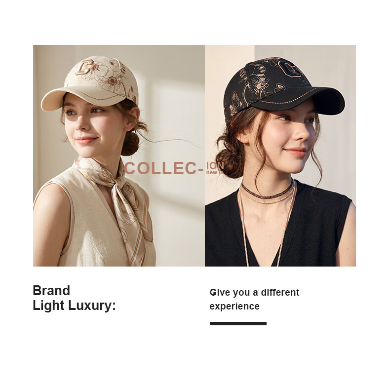 CACUSS Women's Embroidered Baseball Cap Hard Top Outdoor Sun Hat Casual Slim Face Duckbill Cap Black 2