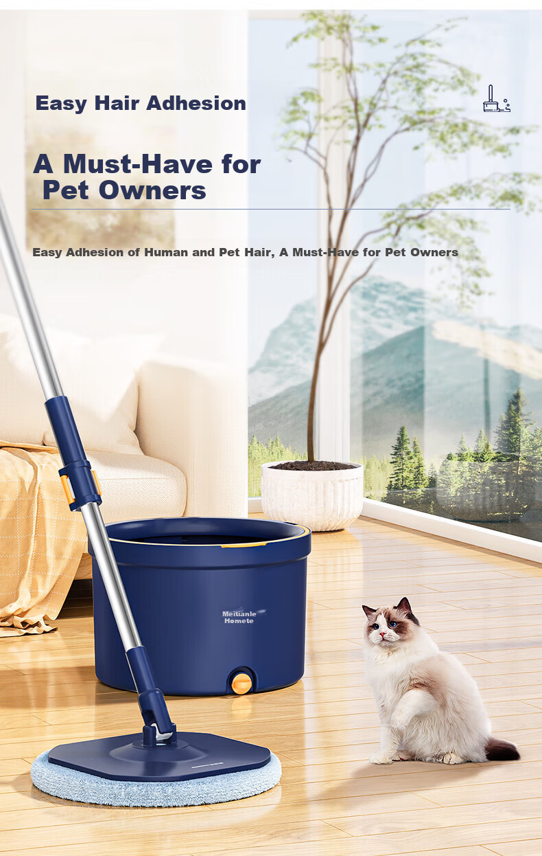 HoMettler Clean and Dirty Separation Spin Mop with 2 Mop Heads, Hands-Free Flat Mop with Bucket Set for Home Use 2026 16