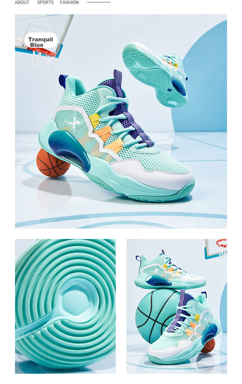 XTEP Children's Unisex Shock-Absorbing Wear-Resistant Basketball Shoes for Young National Champions, Deep Blue/mango Yellow, Size 35 14