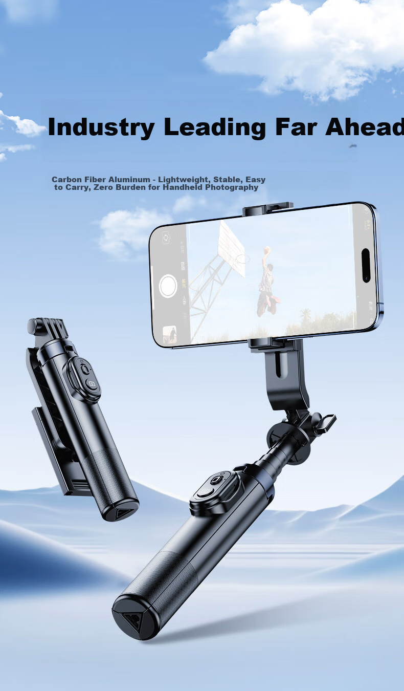 Kerunle Mini Portable Selfie Stick Tripod Phone Holder 360-Degree Rotation Anti-Shake Auto Tracking Gimbal Stabilizer All-in-One Travel Compact Live Streaming 6