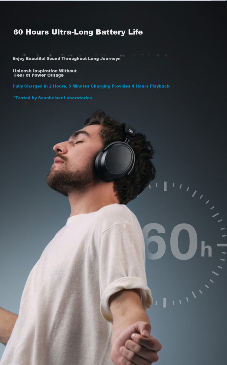 Sennheiser MOMENTUM 4 Wireless Headphones Graphite [Refurbished] Active Noise Cancelling Bluetooth Over-Ear Headphones 3