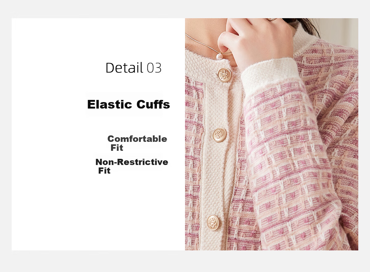PinCai Women's Loose Plaid Jacquard Knit Cardigan Elegant Youthful Knit Jacket P143Z1001 9