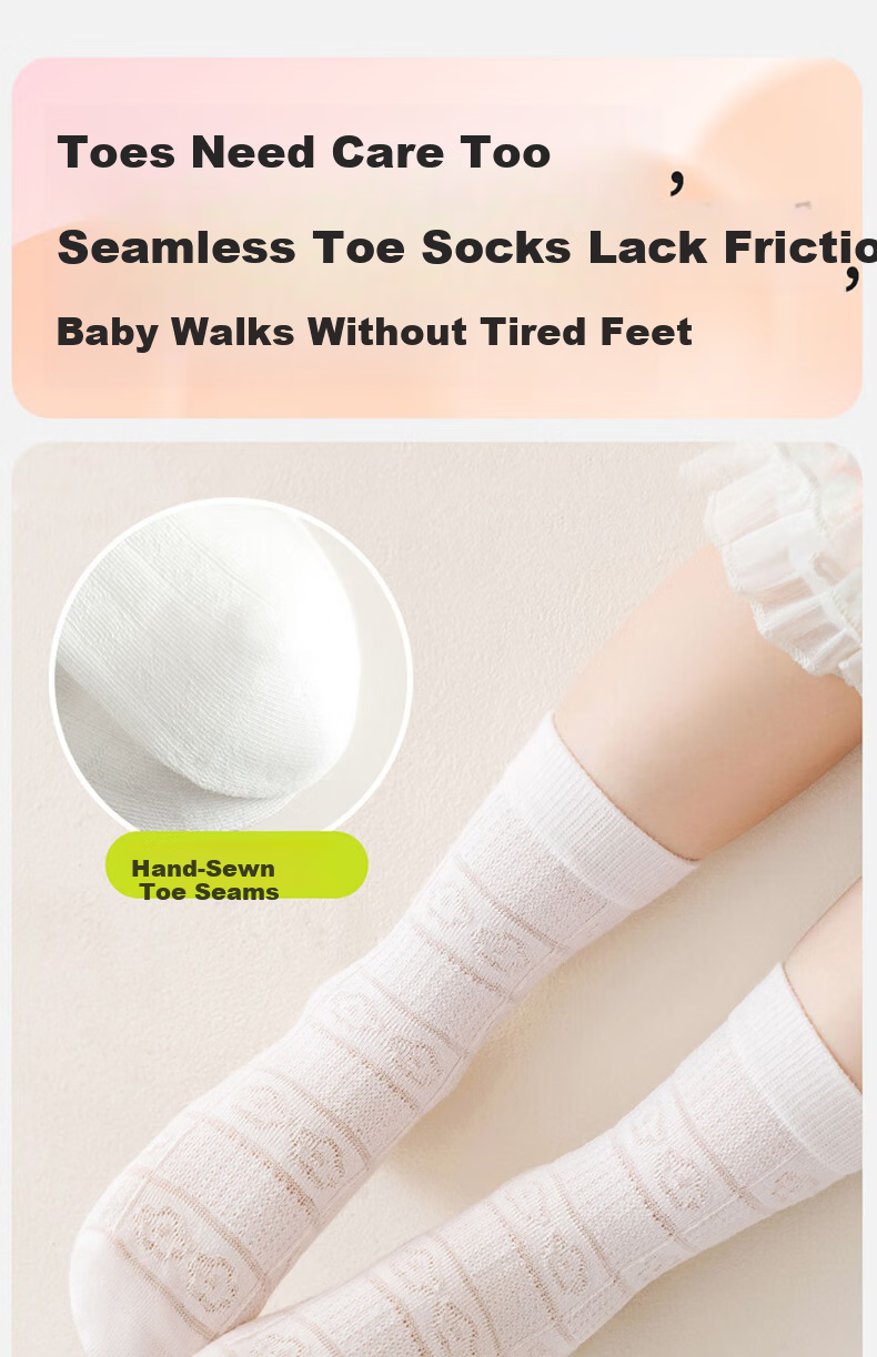 Mianqixiong Girls' Socks Autumn and Winter Thin Pure Cotton Children's Breathable Mesh Spring and Autumn Full Cotton Kids Socks 5 Pairs-D40-8-12 8